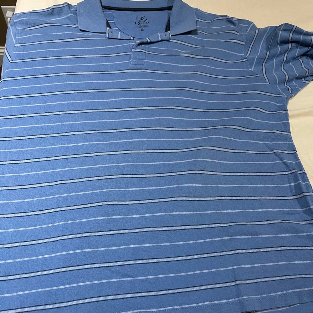 Izod blue striped golf shirt size XL